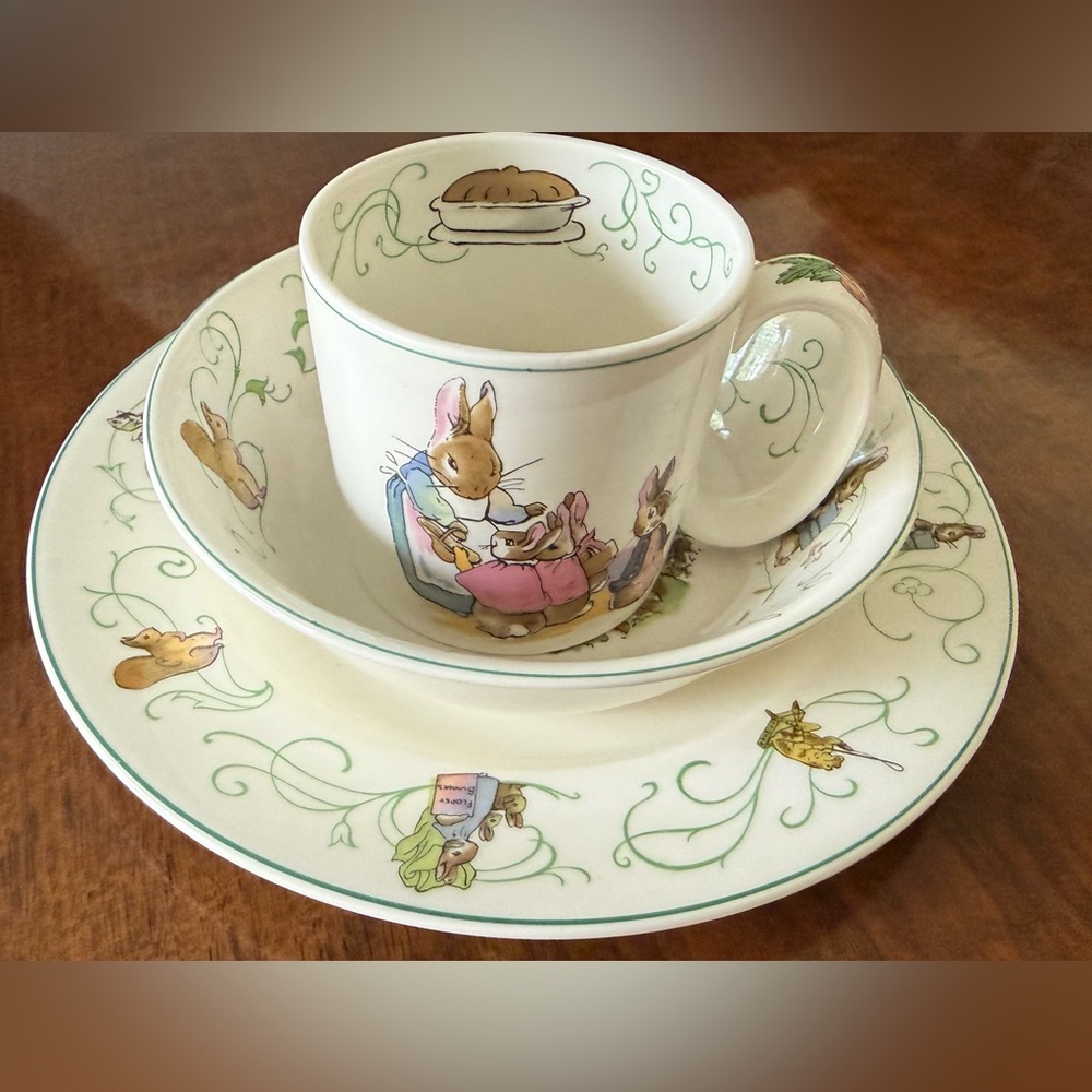 Vintage Wedgwood Children’s Peter Rabbit 3 Piece Cup Bowl Plate Beatrix Potter